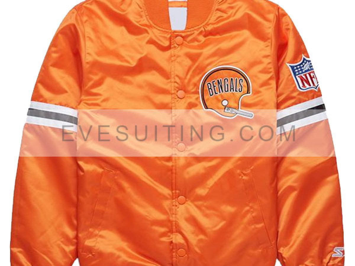 Starter Satin Black and Orange Cincinnati Bengals Jacket - Jacketpop