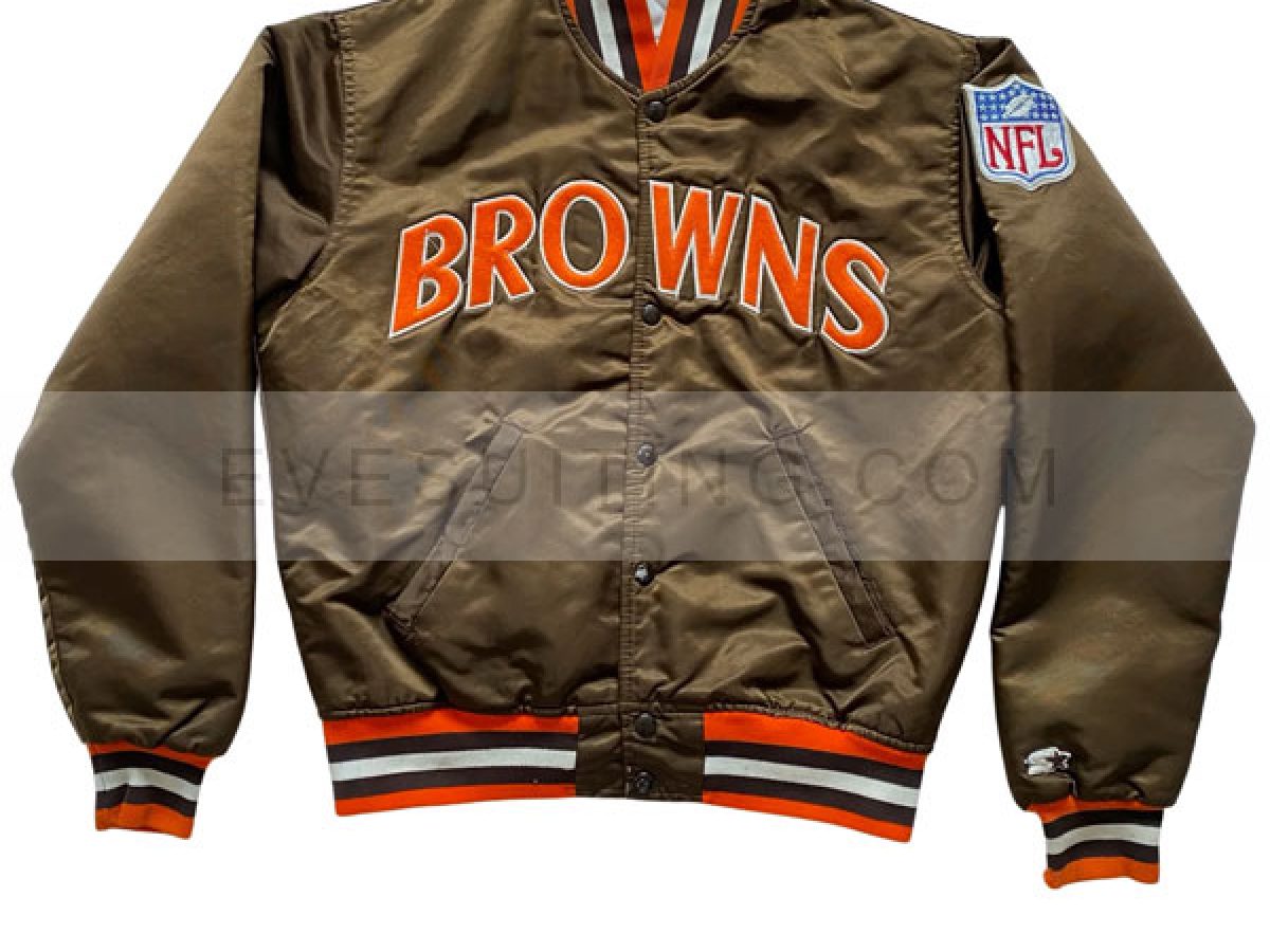 Vintage Brown NFL Cleveland Browns Leather Jacket - Maker of Jacket