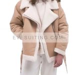 Aviator Beige Sheepskin Shearling Womens Jacket
