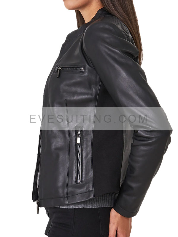 Black Biker Leather Jacket Wome