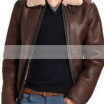 Brown Aviator Leather Jacket For Mens