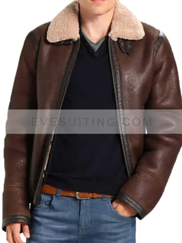 Brown Aviator Leather Jacket For Men's