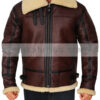 Brown Shearling Aviator Bomber Leather Winter Jacket