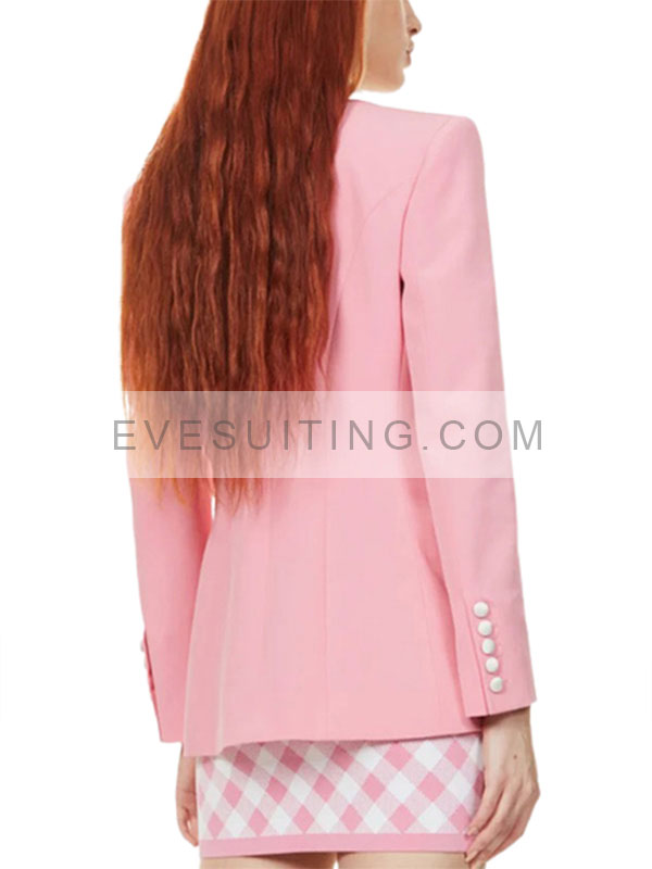 Coco Jones Bel-Air Pink Double Breasted Blazer Coat