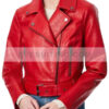 Emily Red Leather Biker Jacket