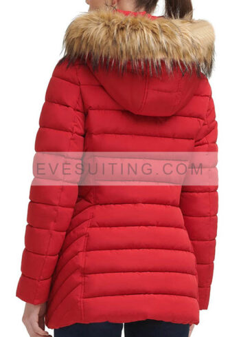 Hooded Red Fur Coat