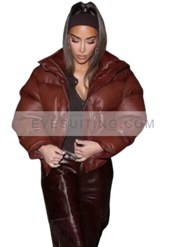 Kim Kardashian The Kardashians S02 Puffer Brown Jacket