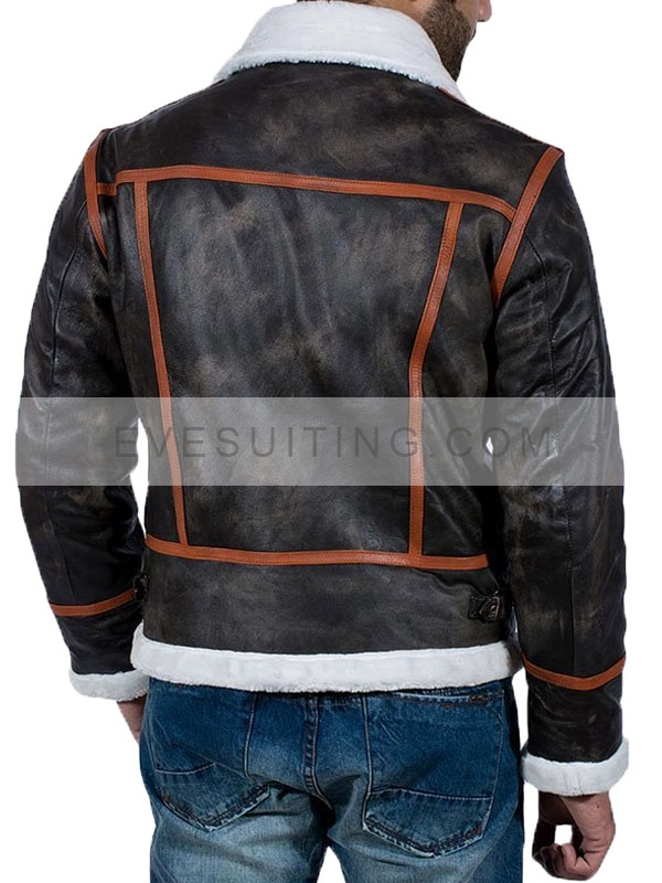 Men Shearling Distressed Brown Leather Jacket For Winter