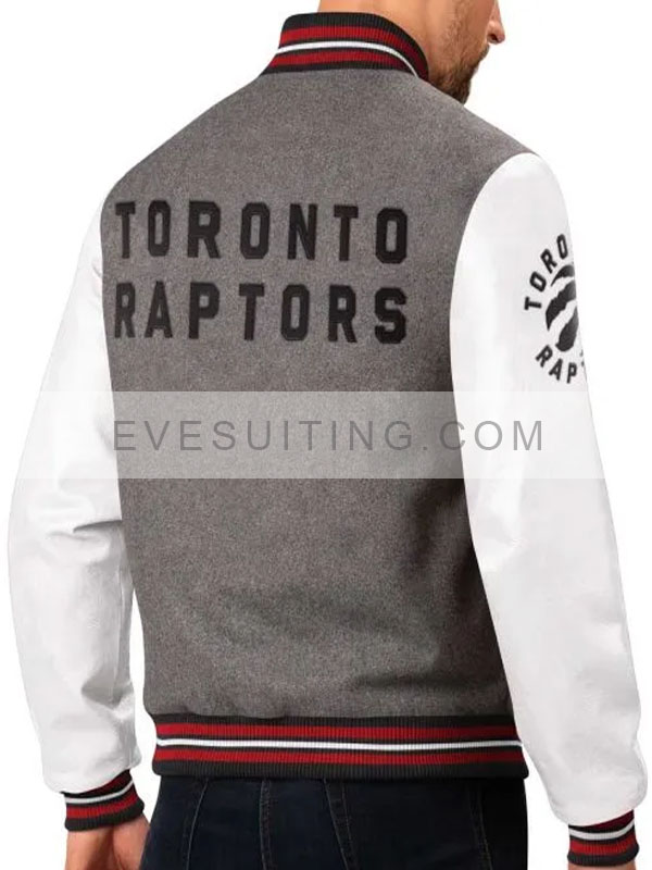Men's Grey & White Toronto Raptors Full-snap Jacket