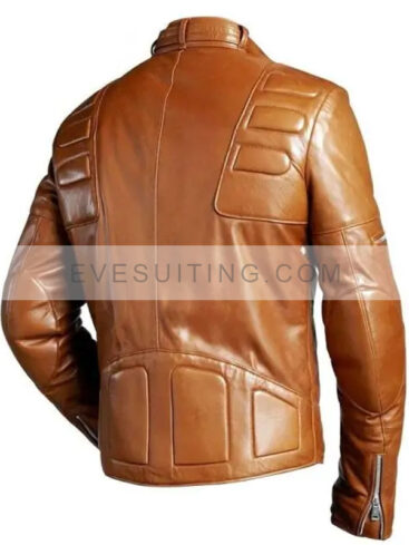 Mens Motorcycle Brown Biker Cafe Racer Padded Leather Jacket