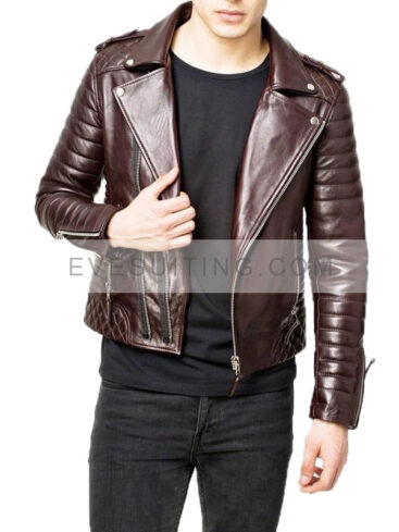 Mens Motorcycle Brown Leather Jacket