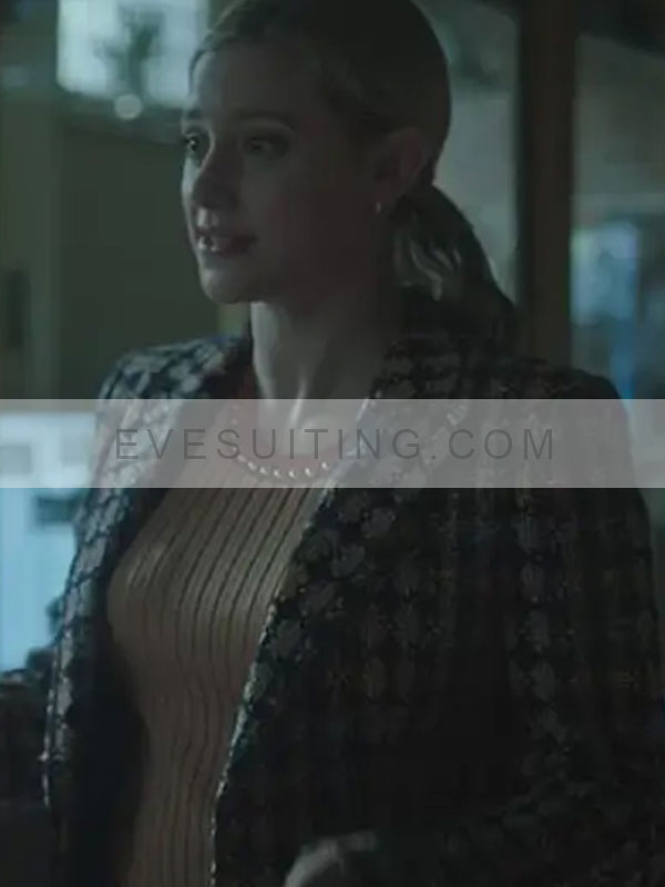 TV Series Lili Reinhart Season 06 Riverdale Check Print Tweed Blazer