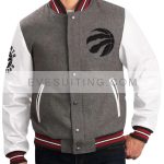 Unisex Toronto Raptors Grey And White Varsity Jacket