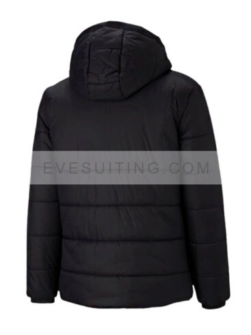 Unisex Ac Milan Black Hooded Puffer Jacket