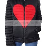 Womens Heart Printed Puffer Jacket