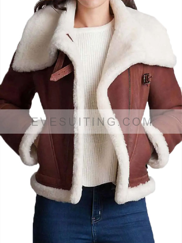 Sheepskin Brown Shearling Jacket For Womens