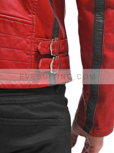 Columbus Red Cafe Racer Leather Jacket