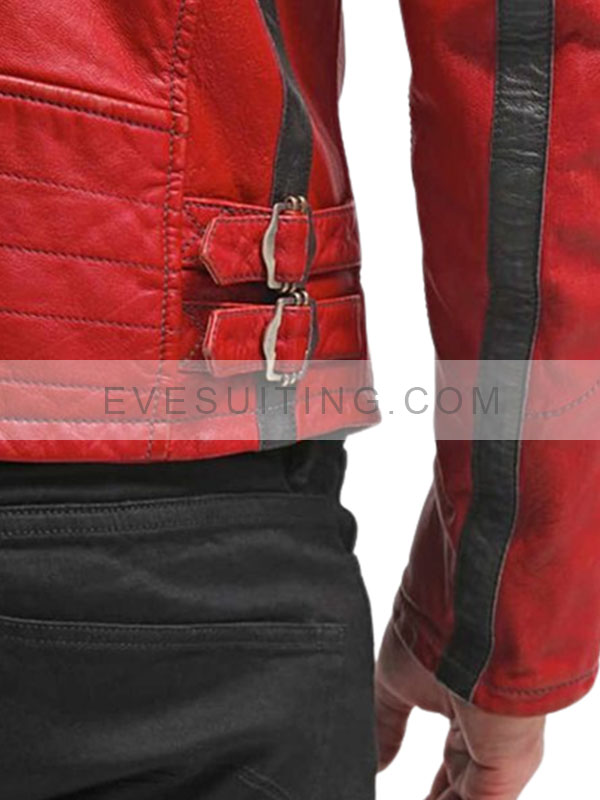 Columbus Red Cafe Racer Leather Jacket