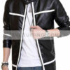 Mens Slim Fit Biker Style White Striped Leather Jacket