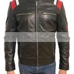 Mens Zip-Up Retro Black Leather Biker Jacket