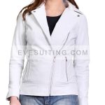 Womens Lana Del White Biker Leather Jacket