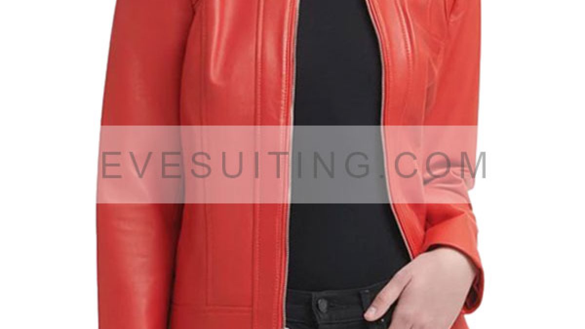 Evie: Women's Red Leather Biker Jacket