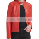 Womens Motorcycle Red Leather Jacket