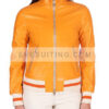 Womens Orange Bomber Leather Jacket