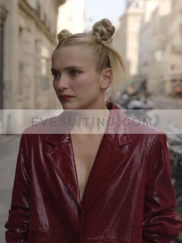 Camille S03 Emily In Paris Maroon Leather Blazer