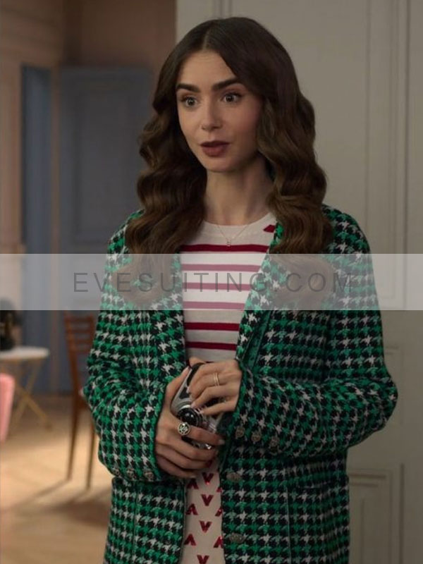 Emily Cooper Emily In Paris Lily Collins Flannel Green Blazer