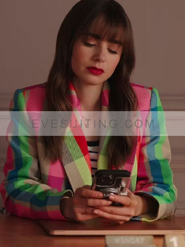 Emily Cooper Emily in Paris Checked Multicolor Blazer Coat