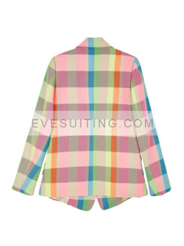 Emily Cooper Emily in Paris Lily Collins Checked Multicolor Blazer Coat