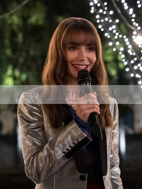 Emily In Paris Season 3 Emily Cooper Silver Sequin Blazer