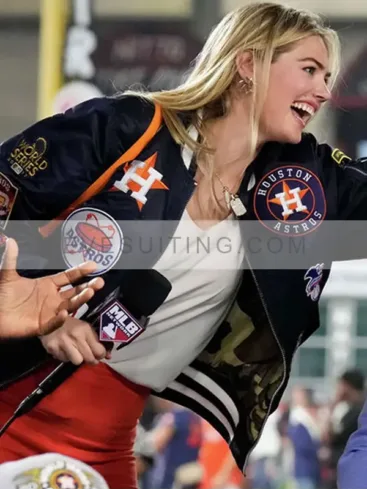 Kate Upton Astros World Series Bomber Patches Jacket 2022
