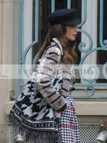 Lily Collins Emily In Paris Emily Cooper Checkered Jacket