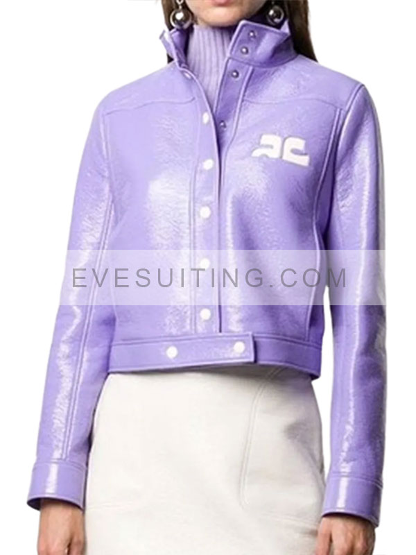 Lily Collins S02 Emily Cooper Purple Leather Jacket
