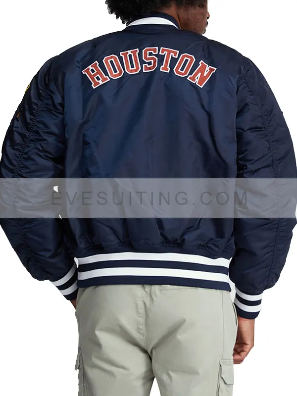 Victory Parade Kate Upton Astros World Series Bomber Patches Jacket 2022