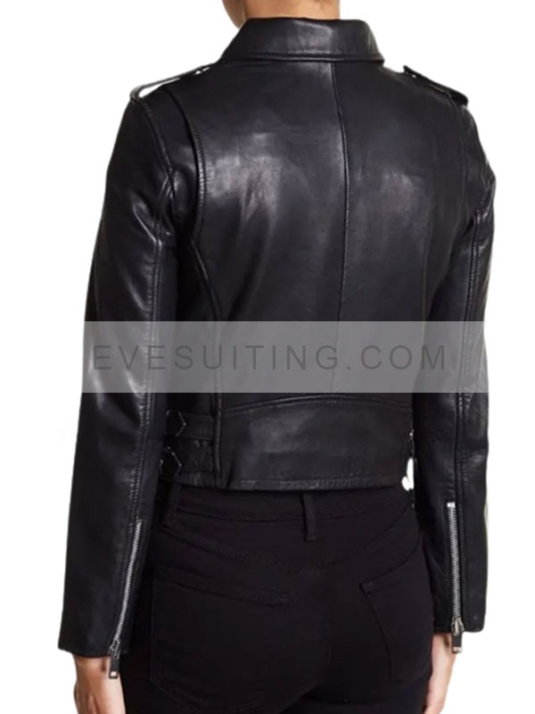 Brie Larson Tess Fast X 2023 Black Motorcycle Leather Jacket