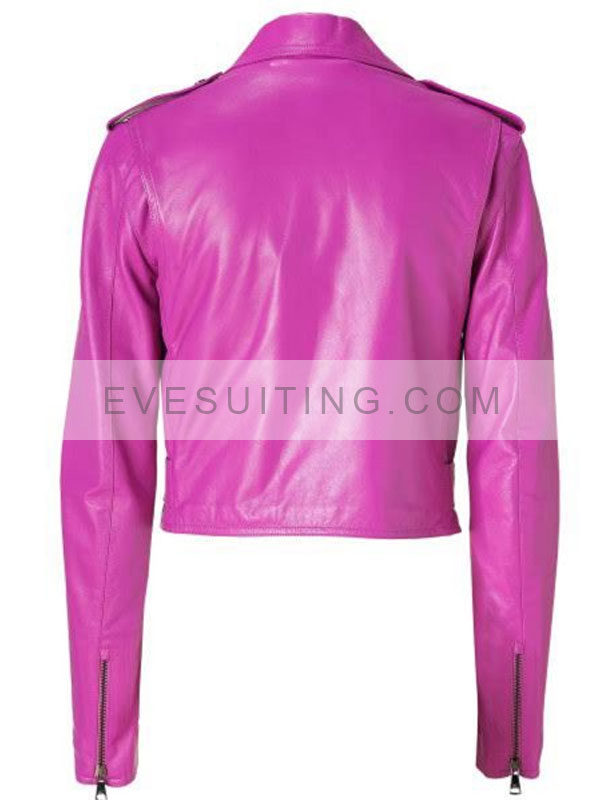 Hot Pink Jessica Alba Motorcycle Leather Jacket