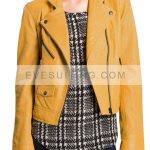 Pretty Little Liars Aria Montgomery Yellow Leather Jacket