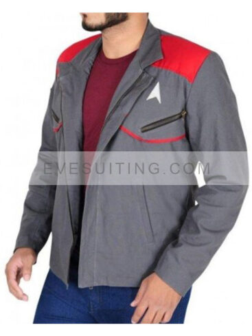 Star Trek Beyond Zachary Quinto Movie Commander Spock Grey Jacket With Patch 
