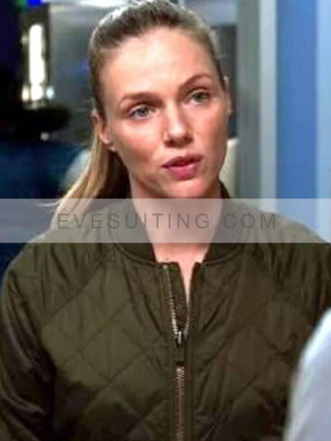 Tracy Spiridakos S08 Hailey Upton Chicago PD Green Quilted Jacket