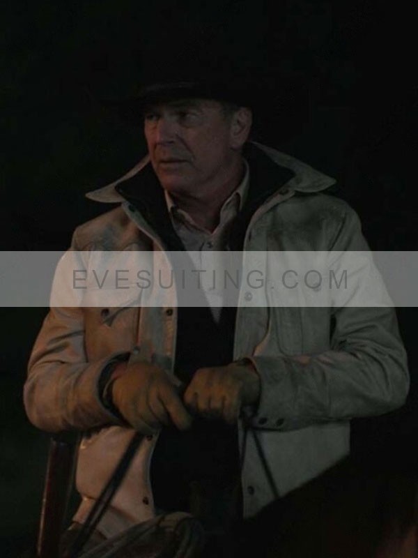 John Dutton TV Series Yellowstone S05 Kevin Costner Cream Jacket