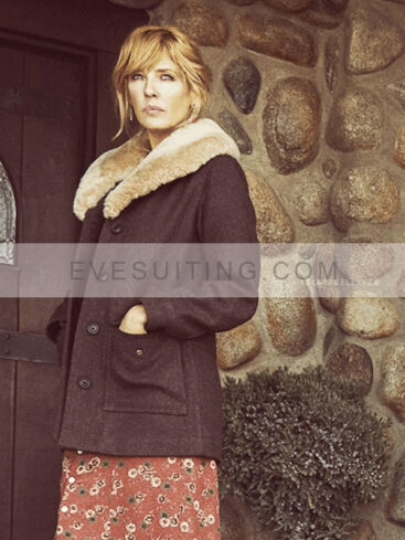 Kelly Reilly Yellowstone Beth Dutton Shearling Wool Coat