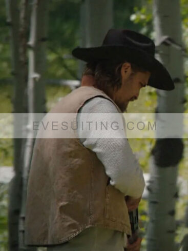 Luke Grimes Yellowstone S03 Kayce Dutton Denim Beige Vest
