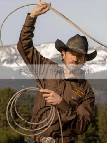Tv Series Yellowstone Season 5 Dutton Ranch Cotton Brown Shirt