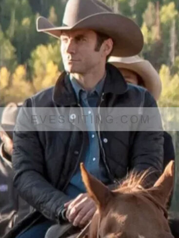 Wes Bentley Yellowstone Jamie Dutton Leather Black Quilted Jacket