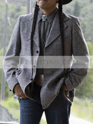 Yellowstone Mo Brings Plenty Grey Wool Blazer Coat