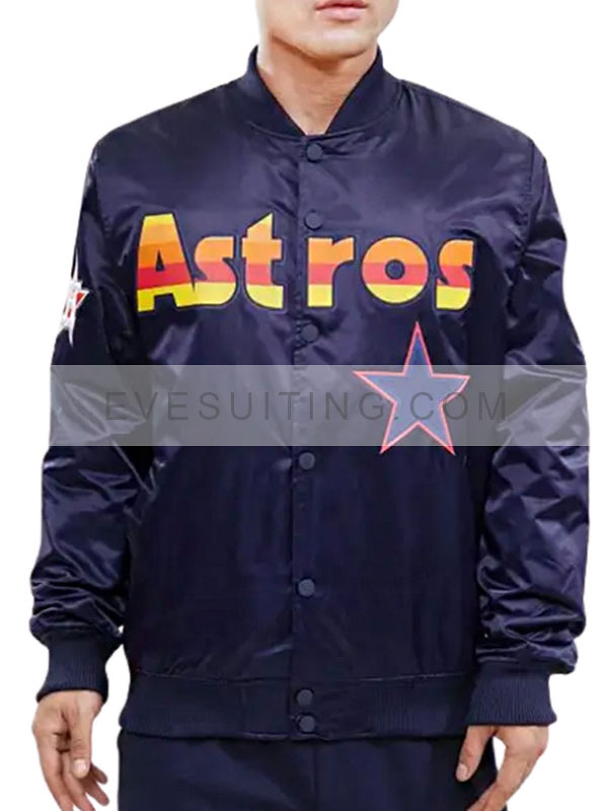 Astros Big Logo Satin Jacket  Houston Astros Wordmark Jacket