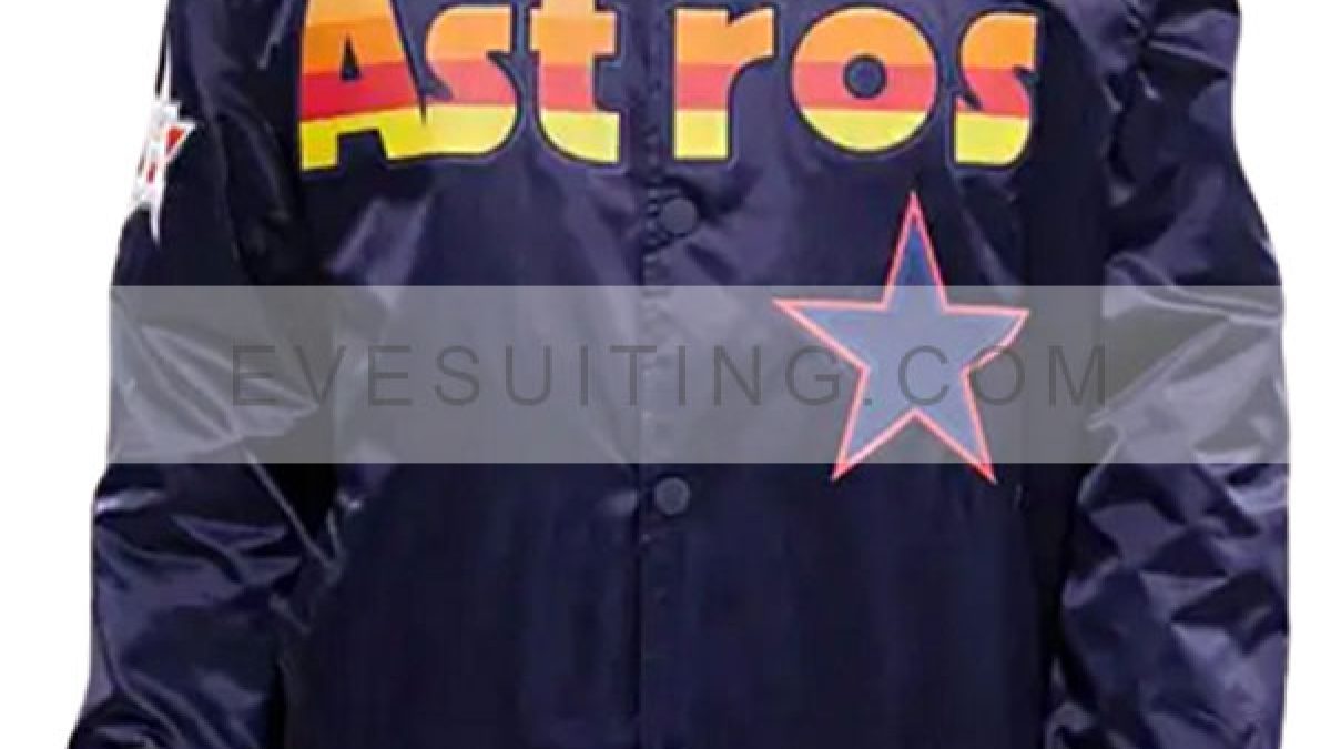 Astros Starter Big Logo Satin Bomber Star Jacket - Order Now